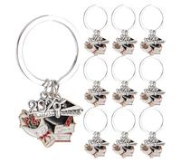 CIMAXIC Lot de 10 porte-clés de remise de diplômes 2026, cadeaux pour les élèves de collège, lycée et terminale. Pendentif en forme de toque avec livre et bouquet.