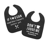 CIMAXIC Lot de 2 Bavoirs pour Personnes Âgées et Adultes, Protège-vêtements Réutilisables en Polyester Noir, Bavoirs Amusants Lavables pour Repas, Pratiques et Résistants à L'usure,