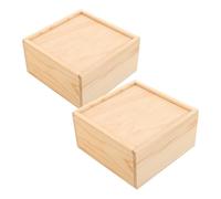 CIMAXIC Lot de 2 boîtes en bois brut avec couvercle coulissant - Coffret de rangement vierge pour la maison - Organisateur de bijoux prêt à peindre, teindre et décorer 15 x 15 x 8 cm / 6" x