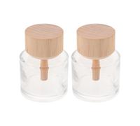 CIMAXIC Lot de 2 flacons diffuseurs en Verre vides de 50 ML, Petits Pots à Parfum Rechargeables, contenants pour huiles essentielles avec couvercles en Bois, Support pour diffuseur