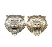 CIMAXIC Lot de 2 perles tête d'ours - Breloque tête d'ours en laiton avec yeux turquoise pour la création de colliers et bracelets - Entretoise pour cordon avec trou de 6 mm