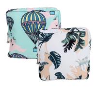 CIMAXIC Lot de 2 Pochettes Menstruelles Étanches en Tissu Synthétique, Petite Taille, Vert Ballon et Blanc Feuille, Organisateur Pratique pour Serviettes Hygiéniques et Accessoires