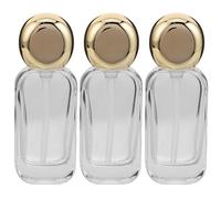 CIMAXIC Lot de 3 flacons en verre de 50 ml (1,7 oz) rechargeables avec pompe distributrice et bouchon doré. Idéaux pour les voyages, ils peuvent contenir des lotions, des fonds de teint liqui, des