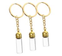 CIMAXIC Lot de 3 Porte-clés Bouteilles en Verre Or Distributeur D'huile Essentielle, Design Polyvalent et Élégant pour Pendentif Paquet à Dos