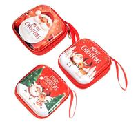 CIMAXIC Lot de 3 Porte-Monnaie Mini Carrés en Métal pour Noël, Étuis Légers pour Pièces, Clés et Écouteurs, Décorations Suspendues pour Sapin, Paquet Présents Pratiques et Compacts