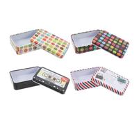 CIMAXIC Lot de 4 Boîtes de Conserve Soi-même en Étain Léger, Petite Boîte en Métal Rectangulaire Design Créatif pour Rangement Multifonction et Présents