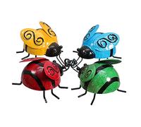 CIMAXIC Lot De 4 Décorations Murales En Fer Forgé En Forme De Scarabée Gnomes Suricates Coccinelles Décorations D'Extérieur Pour Jardin Décor De Campagne Décor Rustique