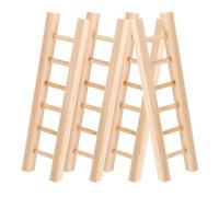 CIMAXIC Lot de 4 Mini-escabeaux en Bois pour Maison de poupée, Accessoires de Bricolage pour décoration de Paysage, Beige