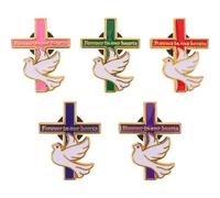 CIMAXIC Lot de 5 broches commémoratives en forme de colombe et de croix - Broches funéraires en émail - Symbole de deuil chrétien, Jour du Souvenir, Cadeau pour les invités aux funérailles
