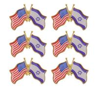 CIMAXIC Lot de 6 drapeau américain - drapeau israélien et américain - Emblème en métal pour costumes, réunions d'affaires et fêtes nationales