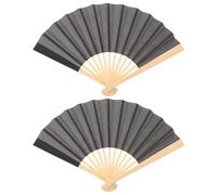 CIMAXIC Lot de 6 éventails pliants Noirs - 15 cm (6 Pouces) - Style Chinois Vintage - Pliable en Tissu Oriental - Idéal pour Spectacles, Festivals de Musique, fêtes, Danses et Autres événements.