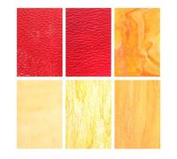 CIMAXIC Lot de 6 Feuilles de Verre Cathédrale Coloré Ondulé, Vitrail D’église en Verre Transparent, 6 Pièces en Jaune, Orange et Rouge Translucide pour Loisirs Créatifs et Décoration DIY