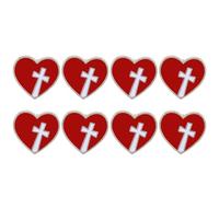 CIMAXIC Lot de 8 broches en forme de cœur et de croix : Broche de première communion - Bijou chrétien à porter sur un sac à dos, une veste ou un chapeau - Cadeau religieux et spirituel pour femme