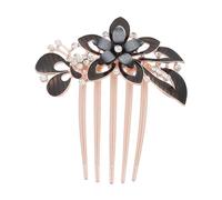 CIMAXIC Peigne à fourche scintillant - Cinq dents larges pour cheveux épais ou longs - Accessoire de coiffure pour chignon, idéal pour les coiffures élégantes de soirée ou de fête - Noir