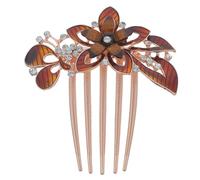 CIMAXIC Peigne à fourche scintillant - Cinq dents larges pour cheveux épais ou longs - Accessoire de coiffure pour chignon élégant, idéal pour les soirées ou les fêtes - Couleur café