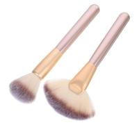 CIMAXIC Pinceau de Maquillage pour Appliquer Highlighter Éventail en Nylon et Bois Poignet Confortable Set 2 Pièces pour Maquillage Visage