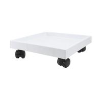 CIMAXIC Plateau de Pot de Fleurs Mobile Carré Roues, Support Blanc | Résine, Roues sous Base, pour Arrosage Propre, Jardin Patio, Pots et Seaux