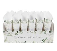 CIMAXIC Support à Cônes de Confettis en Papier Kraft Vert Feuille, Boîte 30 Alvéoles pour Pétales, Confettis et Friandises, Accessoire Fête Mariage Décor DIY, Porte-confettis Pratique