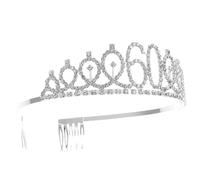 CIMAXIC Tiara Cristal Argenté avec Peigne Ondulé sans Nickel, Diadème Créatif pour Décorations de Fête D'anniversaire 60 Ans, Accessoire Royal pour Femmes et Mères