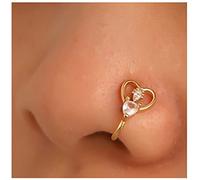 Cimenexe Anneau De Nez En Cristal Punk Or Love Heart Non Piercing Anneau De Nez En Cz Anneau De Nez En Coeur Creux Anneau De Nez En Strass Anneau De Nez En Coeur Bijoux Pour Femmes Et Filles Cadeaux