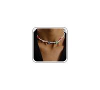 Cimenexe Collier Ras Du Cou Bohème En Fleurs Arc-en-ciel Collier En Perles De Riz Blanc Collier En Perles De Rocaille Acrylique Collier En Chaîne En Fleurs Colorées Bijoux Pour Femmes