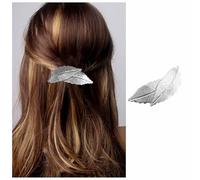 Cimenexe Pince A Cheveux Feuille De Boheme Barrette A Cheveux Feuille D'argent Grande Pince A Cheveux Feuille De Plume Pince A Cheveux Double Feuille En Metal Accessoires Decoratifs Pour Les