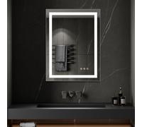 CIMEO Miroir LED Lumineux 60 x 80 cm (ou 80x60) - 2100 lumens - Antibuée, intensité et Couleurs réglables - Miroir de Salle de Bain