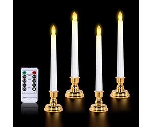 cimetech Bougie à cône sans flamme, bougie à del alimentée par batterie, avec minuteur télécommandé et cartouche de lampe 3D authentique pour la décoration de la fête d 'anniversaire