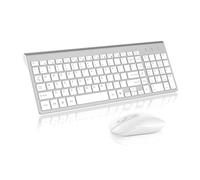 cimetech Clavier et souris sans fil Combo, compact Full Size Wireless Keyboard and Mouse Set 2.4G Ultra Thin Sleek Design for Windows, Computer, Desktop, PC, Notebook, Laptop (Silver)