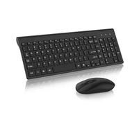 cimetech Clavier et souris sans fil Combo, compact Full Size Wireless Keyboard and Mouse Set 2.4G Ultra Thin Sleek Design for Windows, Computer, Desktop, PC, Notebook, Laptop (Noir)