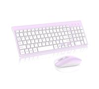 cimetech Clavier et souris sans fil Combo, compact Full Size Wireless Keyboard and Mouse Set 2.4G Ultra Thin Sleek Design for Windows, Computer, Desktop, PC, Notebook, Laptop (violet)