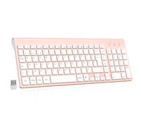 cimetech Clavier sans Fil, Clavier AZERTY Français avec Récepteur Nano USB 2.4GHz Ergonomique Compatible avec Windows/MacOS, Windows PC Laptop - Rose