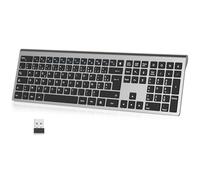 cimetech Clavier sans Fil Rechargeable, Connexion 2.4Ghz, Clavier Silencieux, Ultra-Fin, AZERTY Français, avec Pavé Numérique, pour MacOS/iOS/Android/Windows/PC/Ordinateur/Portable-Gris Noir