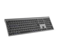 cimetech Clavier sans Fil Silencieux Bluetooth(BT1+BT2+BT3), Clavier Rechargeable, Ultra-Fin, AZERTY Français, avec Pavé Numérique, pour MacOS/iOS/Android/Windows/PC/Ordinateur/Portable-Gris Noir