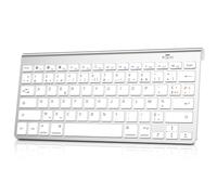cimetech Clavier sans Fil Silencieux, Bluetooth et 2,4G Récepteur USB, Clavier sans Fil AZERTY Mini Slim Compacte Portable, pour PC/Ordinateur Portable/Ordinateur de Bureau - Blanc