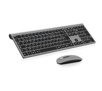 cimetech Ensemble Clavier et Souris sans Fil, Clavier Rechargeable Compacte USB C 2.4G Silent Ultra-Mince de Pleine Taille avec Pavé Numérique Souris pour PC/Laptop/Windows/Mac-Gris Noir