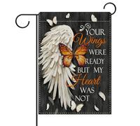 Cimetière Commémoratif You Wing Était Prêt, Mais Mon Cœur Ne L'Était Pas Cimetière Des Papillons Garden Flag Couleurs Vives Drapeau De Jardin Décoratif Drapeaux Pour Mur Jardin Fête 30X45Cm