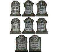 Cimetière effrayant Pierres tombales Squelette Halloween Set de décoration de fête gris 30x41cm 4 pièces
