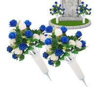Cimetiery Flowers for Grave 2 pcs Artificial Graveside Decor | Artificial Graveside Flowers - for Women Men Planners Visitors Caregivers Veterans Professionals Memorial Day Garden Park Roadside