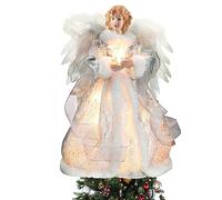 Cimier Ange De Noel pour Sapin, Ange pour Cime De Sapin De Noël Lumineuse, Ange De Noel pour Sapin pour Intérieur Extérieur, pour Ornements d'arbre Noël, Fournitures Fête du Nouvel (Argent)