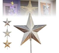 Cimier d'arbre en Pain d'épices Nuit étoilée, étoile en résine à 5 Branches avec minuterie Automatique, Cadeau élégant for la décoration de fête Magique des fêtes à la Maison.(Silver)