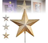 Cimier d'arbre en Pain d'épices Nuit étoilée, étoile en résine à 5 Branches avec minuterie Automatique, Cadeau élégant for la décoration de fête Magique des fêtes à la Maison.(Gold)
