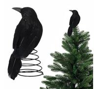 Cimier de corbeau d'Halloween avec base à ressort en métal, fantôme effrayant, décorations de décoration de sapin d'Halloween pour la maison, le bureau, la table de fête