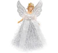 Cimier de Sapin Ange Argent 20,5×8,2 cm - Figurine en Plastique pour Sommet de Sapin - Décoration de Noël Élégante