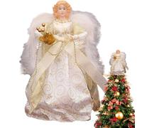 Cimier de sapin de Noël, ailes en plumes blanches, élégante poupée d'ange de Noël | Décorations de Noël d'ange de 18 cm pour la maison