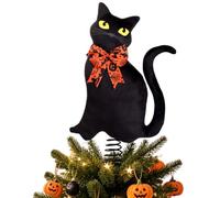 Cimier de Sapin de Noël en Forme de Chats Noirs avec Support et nœuds interchangeables pour Halloween, Vacances d'hiver, décorations d'intérieur, idées Cadeaux pour Les Amoureux des Chats