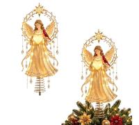 Cimier de sapin de Noël illuminé, unité cardinal et renne | Motifs de lune de Noël d'ange avec lueur chaude et gouttes de style cristal pour décoration d'arbre de Noël et décoration