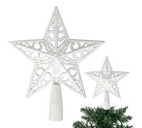 Cimier de Sapin de Noël incassable en Forme d'étoile Blanche à Paillettes de 14,5 cm pour décorations de Sapin de Noël, Couronne de Sapin de Noël, décoration de Vacances