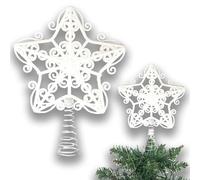 Cimier de Sapin de Noël incassable en Forme d'étoile Blanche à Paillettes de 14,5 cm pour décorations de Sapin de Noël, Couronne de Sapin de Noël, décoration de Vacances