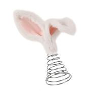 Cimier de sapin de Pâques en fourrure avec oreilles de lapins et base en spirale en métal - Décoration de fête de vacances faite à la main - Décoration de Noël de Pâques
